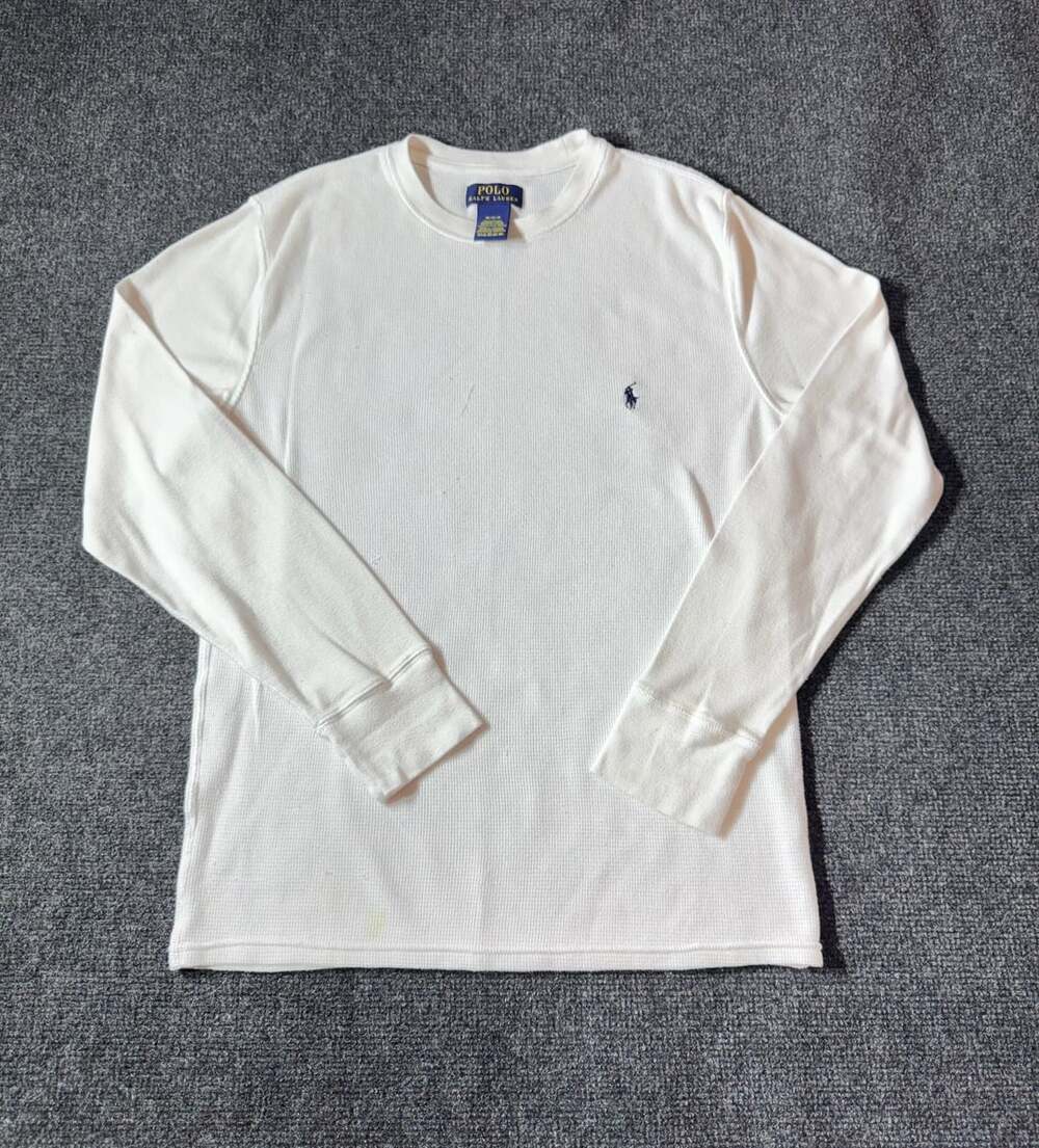 Polo Ralph Lauren Waffle-Knit Thermal Long-Sleeve Shirt Size M White
